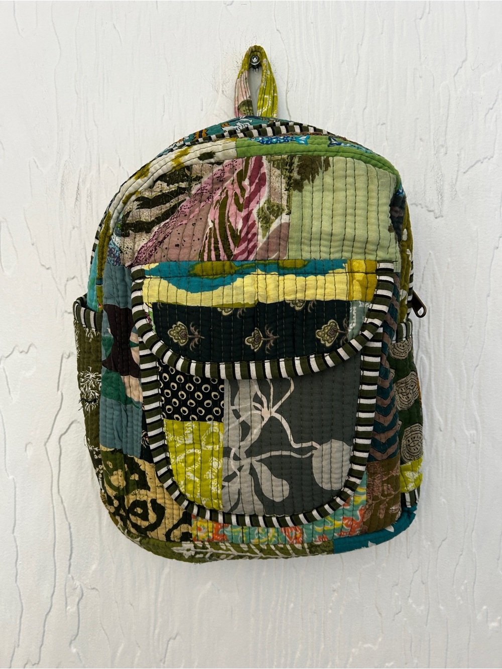 Quilted Cotton Patchwork Backpack Colourful Boho Handmade Hippie Travel Casual